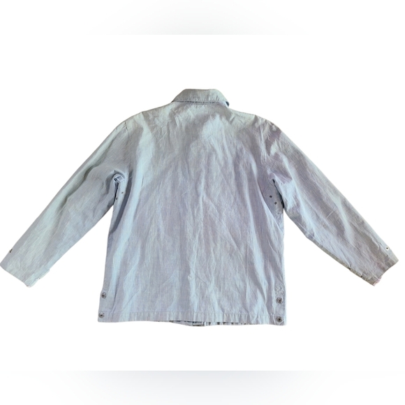 Vintage Lauren Ralph Lauren Oiled Linen Jacket w/ Pastel Plaid Lining - Petite S - Picture 3 of 8